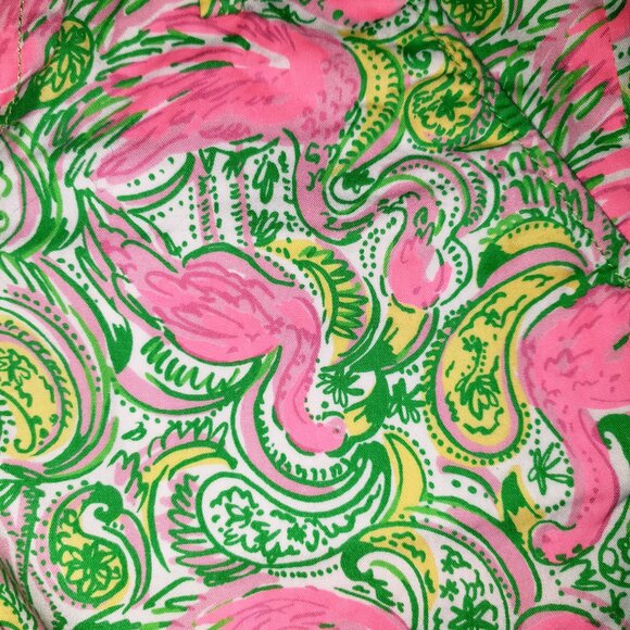 Lilly Pulitzer Callahan Shorts Size 00 Pink Green Flamingos Hot Wings Resort - Picture 5 of 12